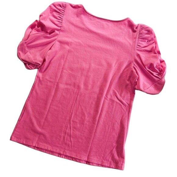 Lilly Pulitzer Elisabette Top Prosecco Pink Ruched Sleeve Women's Size Medium Ne - Picture 5 of 6